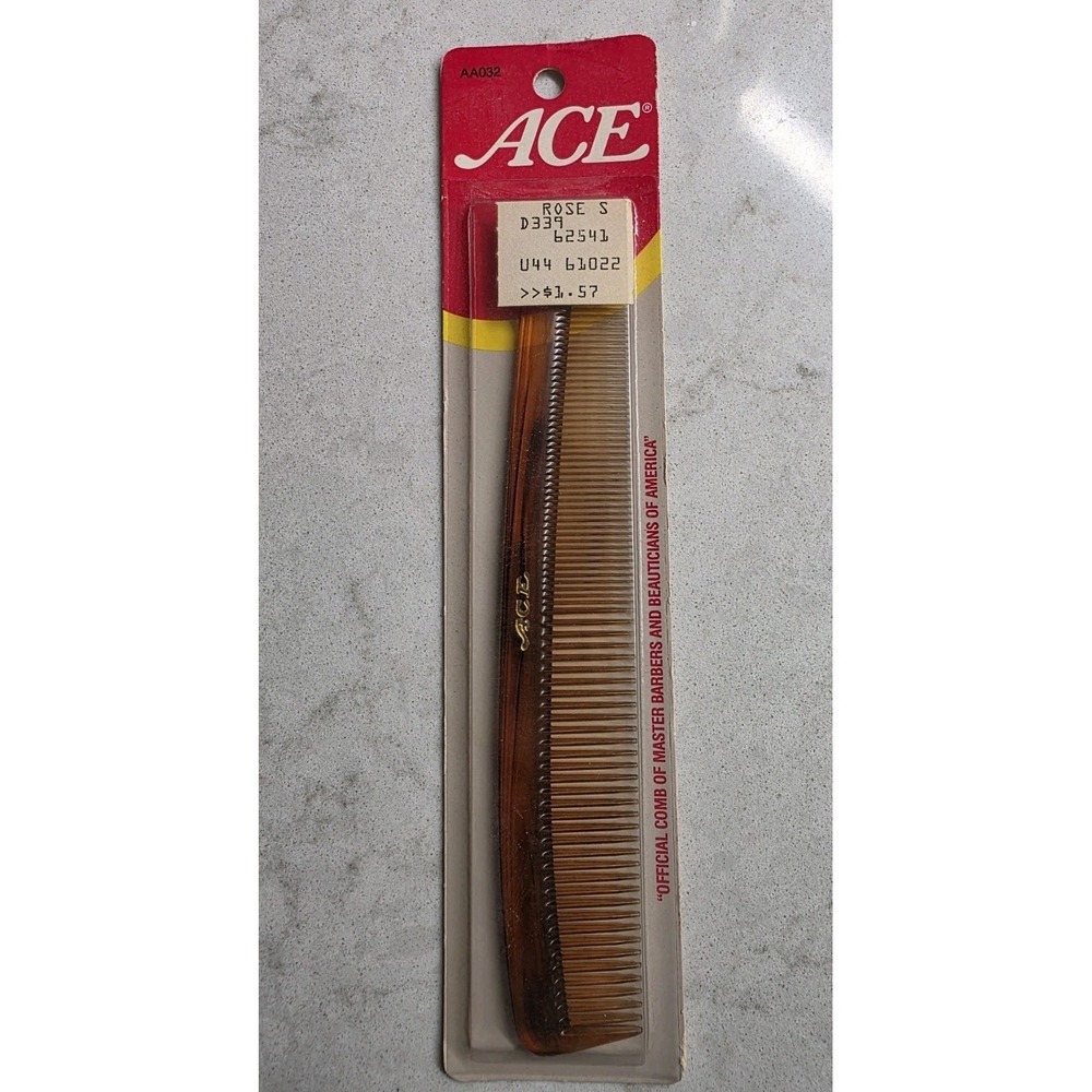 Vintage Ace 7" Hard Rubber Comb #32 All Purpose AA032 Tortoise Brown NOS USA - Picture 3 of 4